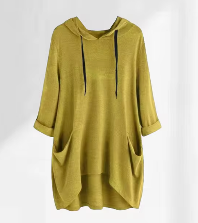 Dam Hoodie Överdimensionerad Mjuk Bomull 3