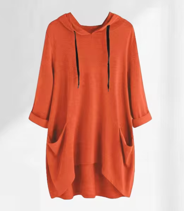 Dam Hoodie Överdimensionerad Mjuk Bomull 5