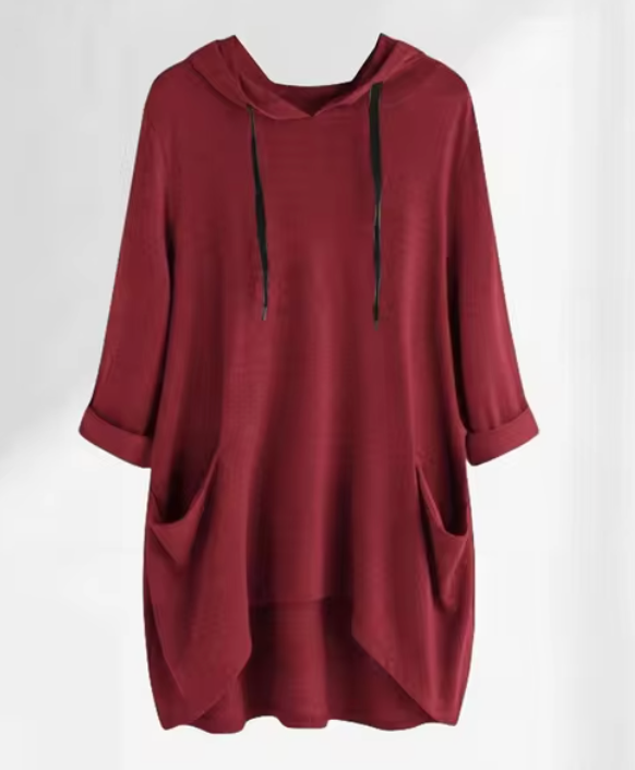 Dam Hoodie Överdimensionerad Mjuk Bomull 7