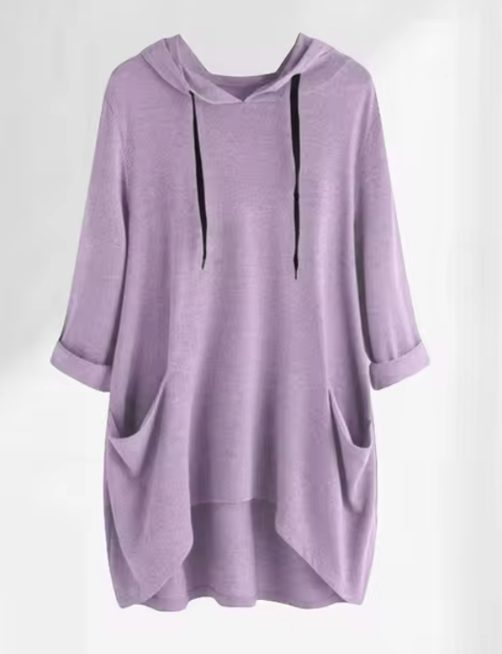 Dam Hoodie Överdimensionerad Mjuk Bomull 9