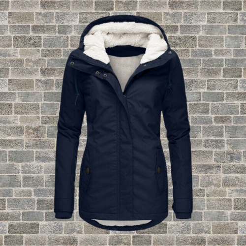 Dam Kappa Parka med Huva och Plissédesign i Polyester och Bomull 0