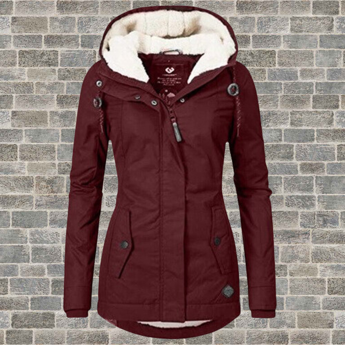 Dam Kappa Parka med Huva och Plissédesign i Polyester och Bomull 2