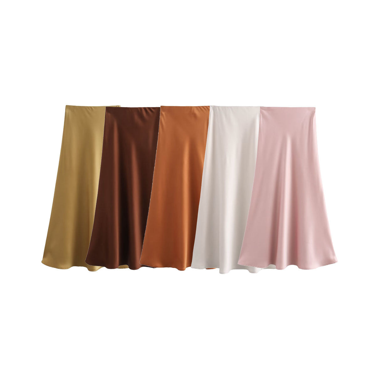Dam Kjol Monokrom Satinstruktur Elastisk Midjeband 1