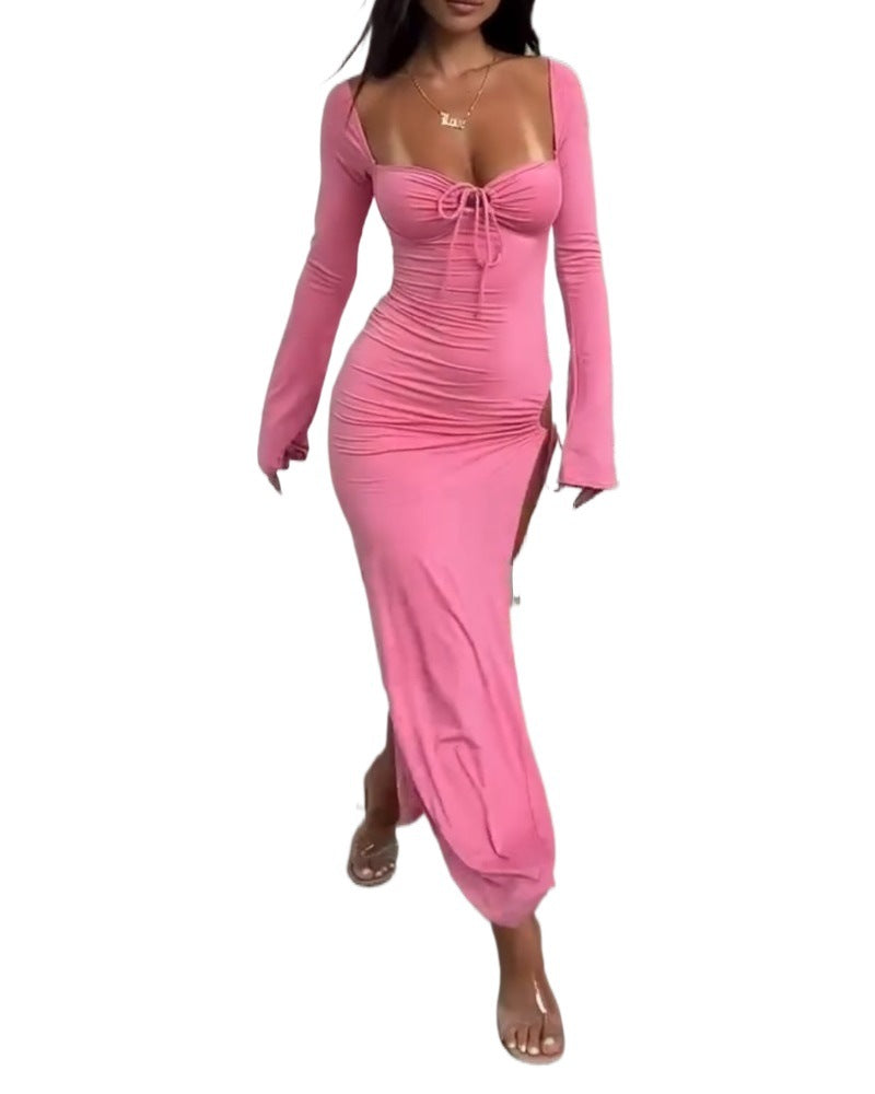 Dam Klänning A-Linje V-Neck Polyester Långärmad 3