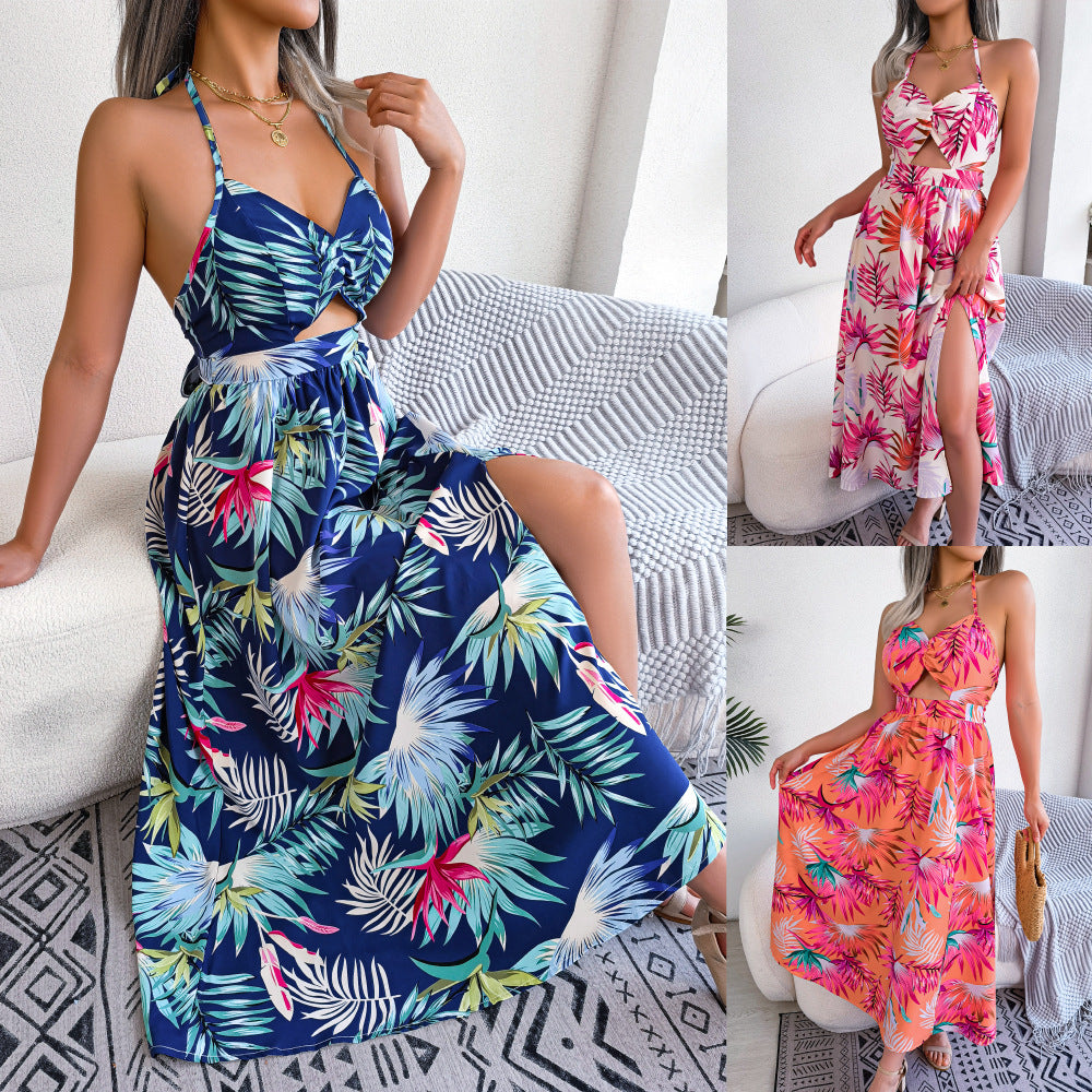 Dam Klänning Lång Blommönster Ärmlös Polyester 1