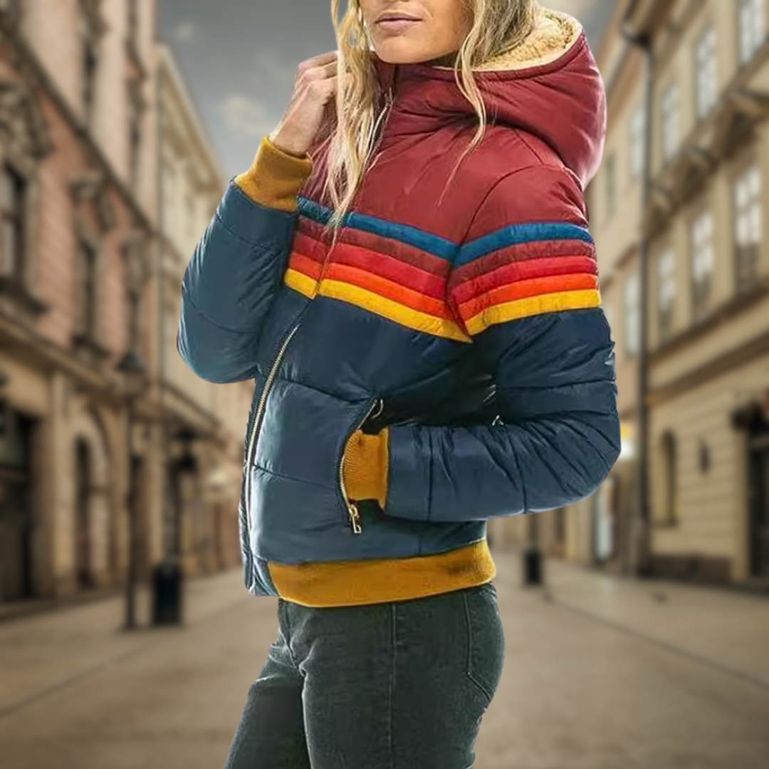 Dam Lång Vinterjacka Retro Stil Varmt Tyg 1