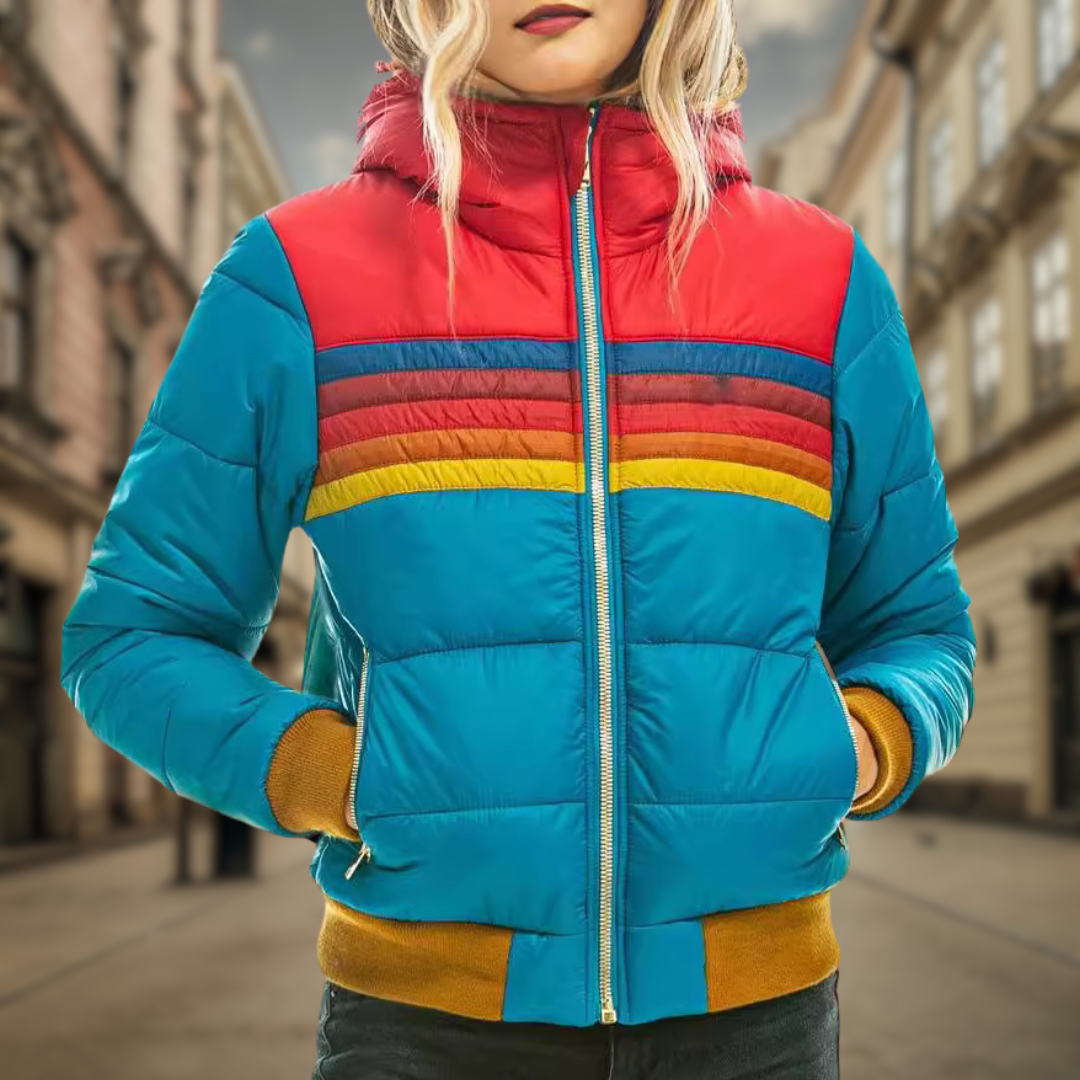 Dam Lång Vinterjacka Retro Stil Varmt Tyg 3