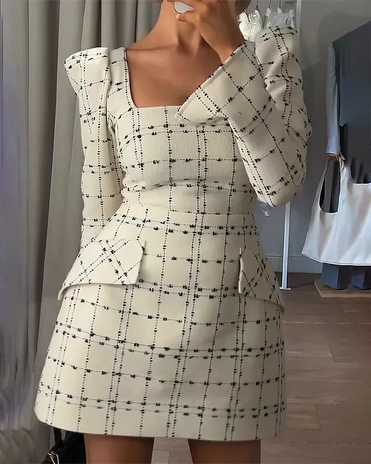 Dam Långklänning Fyrkantig Halsringning Högkvalitativt Tyg 1