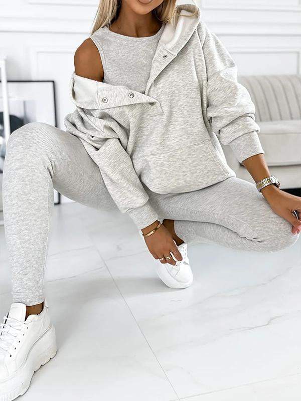 Dam Loungewear Set Oversized Hoodie och Leggings Mjuk Andningsbar Väv 1