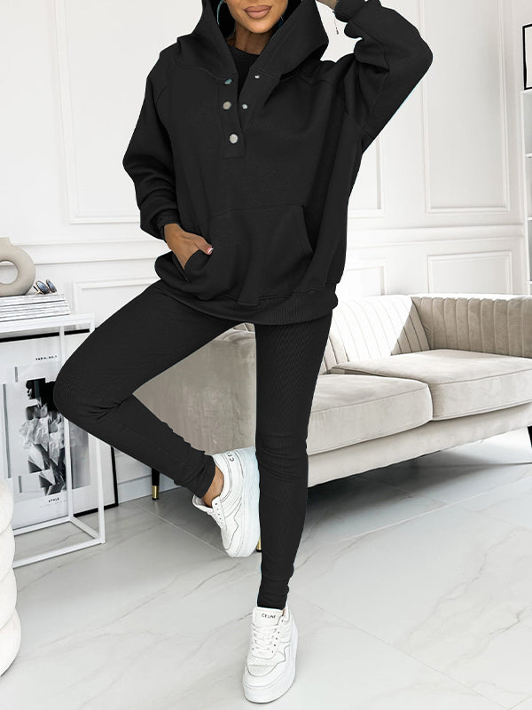 Dam Loungewear Set Oversized Hoodie och Leggings Mjuk Andningsbar Väv 11