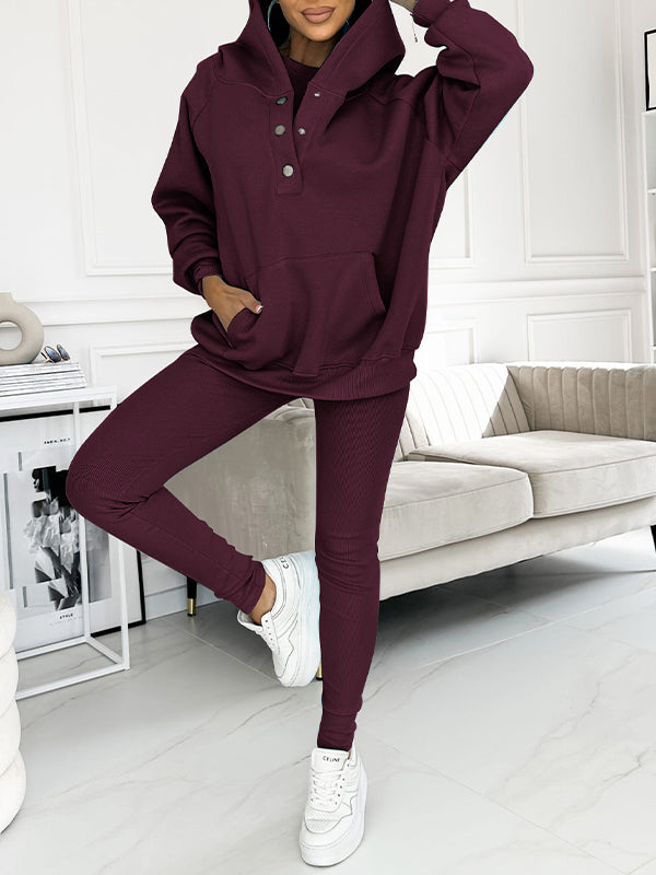 Dam Loungewear Set Oversized Hoodie och Leggings Mjuk Andningsbar Väv 6