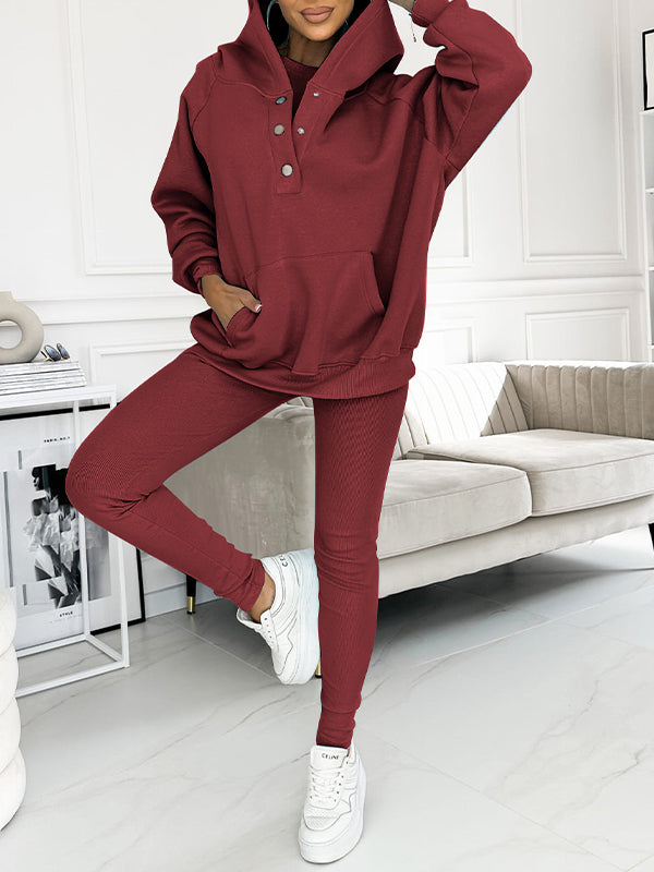 Dam Loungewear Set Oversized Hoodie och Leggings Mjuk Andningsbar Väv 7