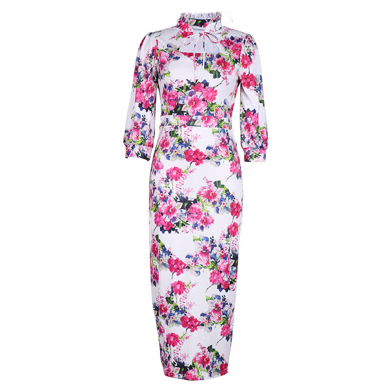 Dam Midiklänning Ståkrage Polyester Midi 1