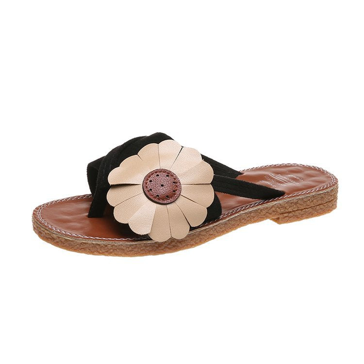 Dam Sandaler Tåavskiljare Blomapplikation Syntetiskt Läder 7