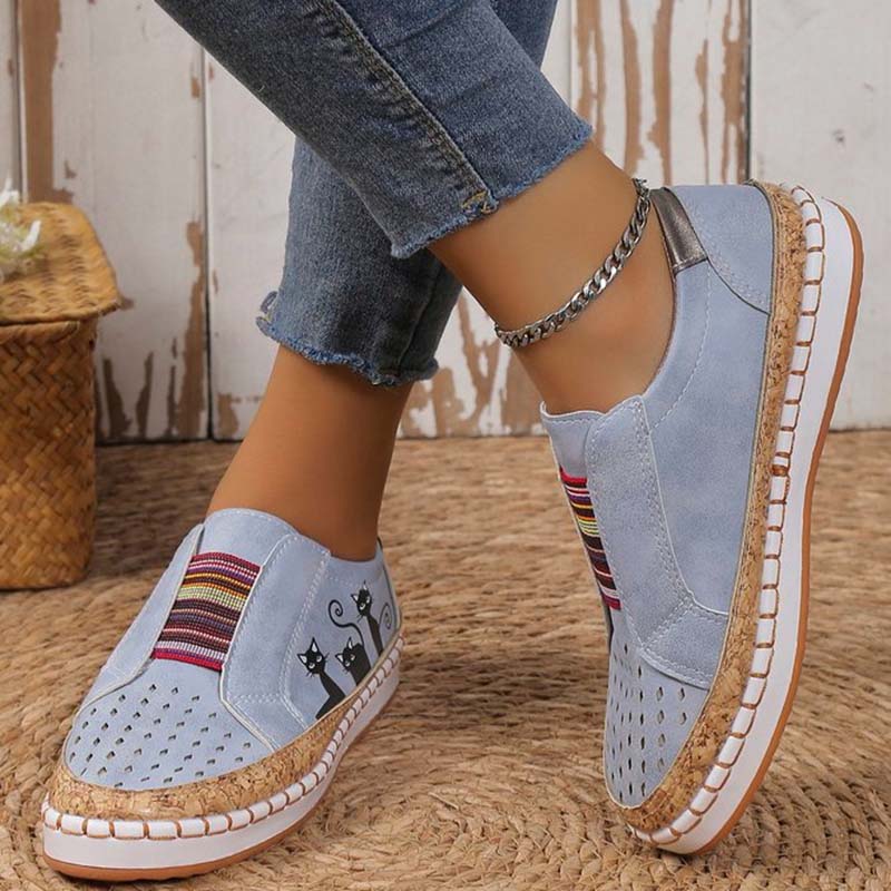 Dam Skor Slip-On Kattmönster PU Material 1