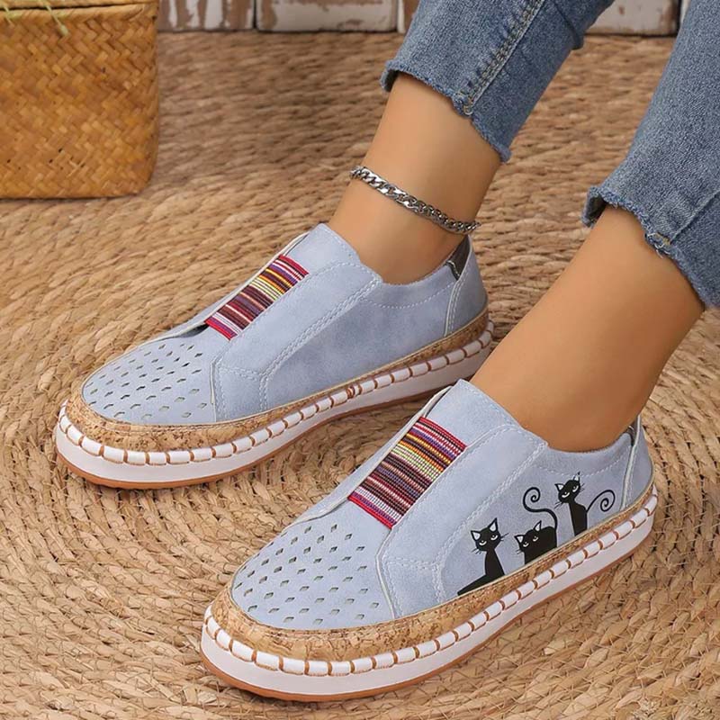 Dam Skor Slip-On Kattmönster PU Material 2