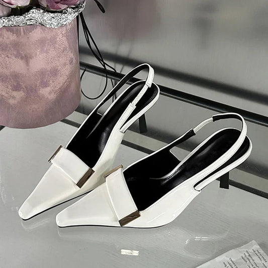 Dam Slingback Skor Elegant LÀder Hög Klack 0