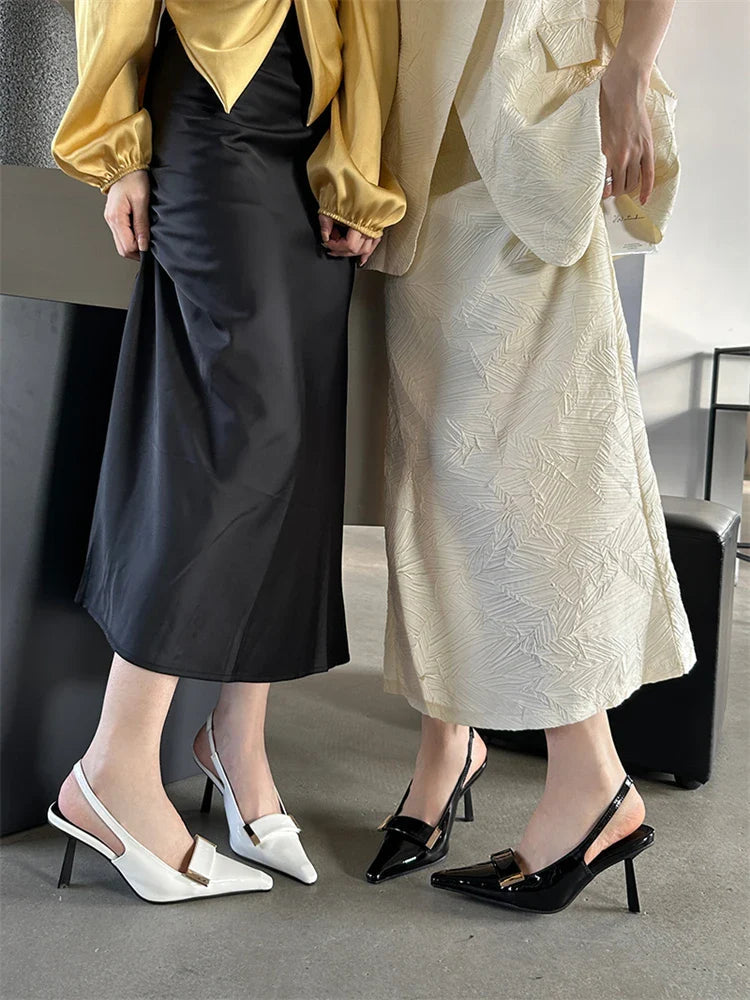 Dam Slingback Skor Elegant Läder Hög Klack 4