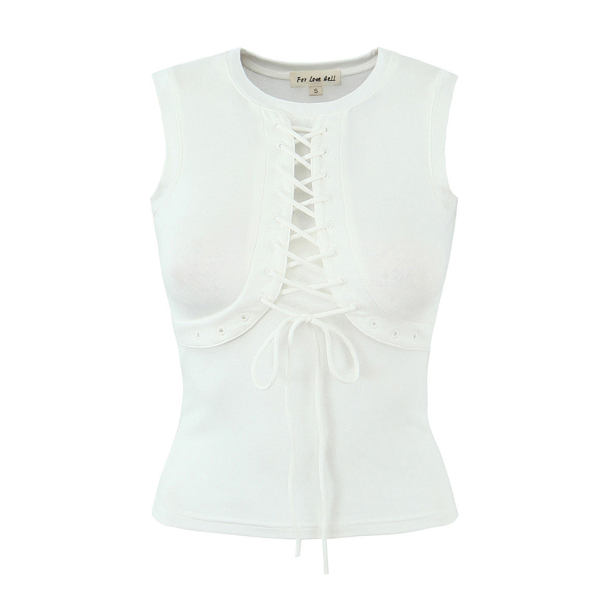 Dam Top Rundhals Slim Fit Elastisk Bomull 2