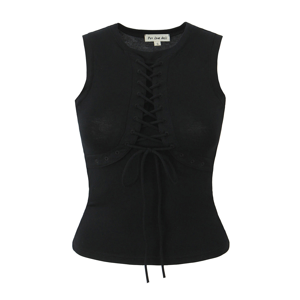 Dam Top Rundhals Slim Fit Elastisk Bomull 3