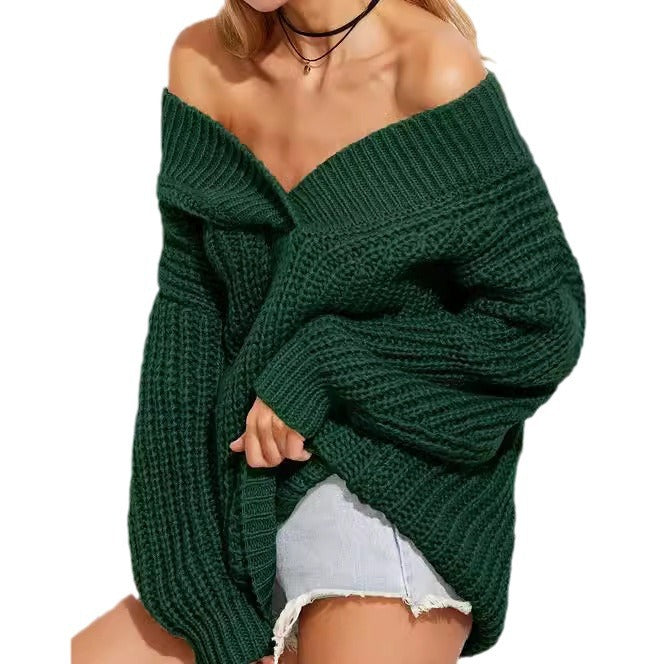 Dam Tröja Avslappnad V-ringad Akryl med Raglanärmar 5