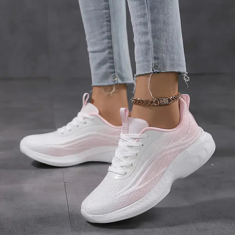 Dam Sneakers Andningsbara Sportiga Textilskor-3