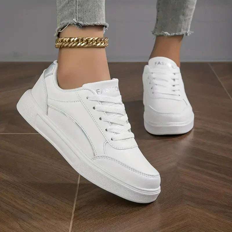 Kvinnors Låga Sneakers Syntetiskt Läder Trendig och Bekväm-5