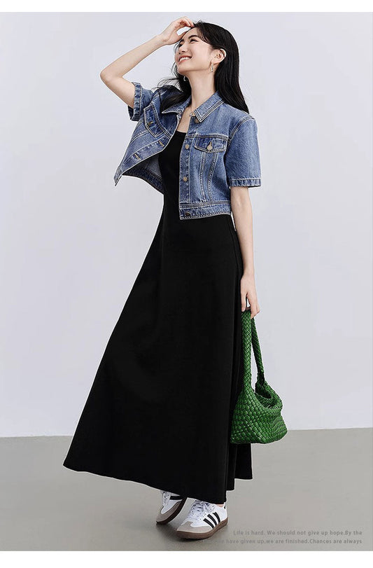 Damjacka Kort Vintage Rak Passform Denim 0