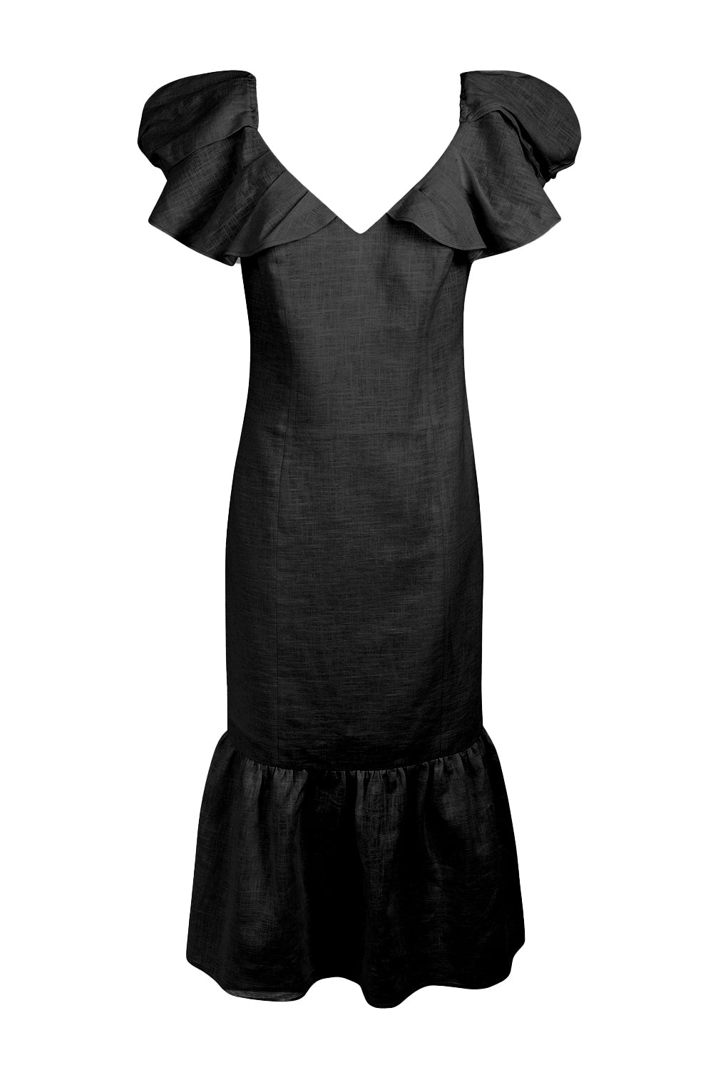 Damklänning Draperad Linne med Öppen Rygg Elegant Silhuett 4