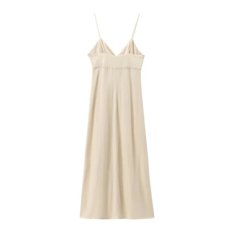 Damklänning Midi Monokrom Polyester med Spaghetti Band 1