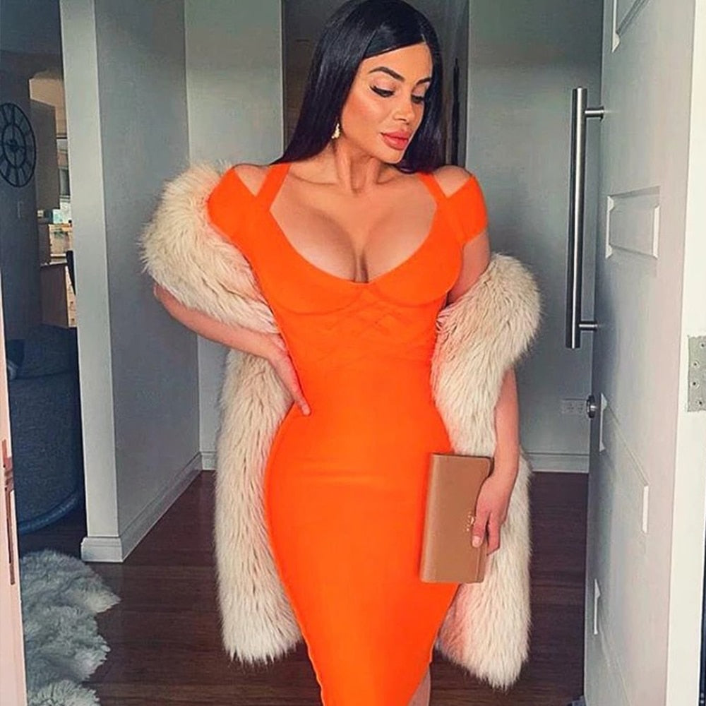 Kvinna Midi Klänning V-ringad Spandex Nylon Etui-3