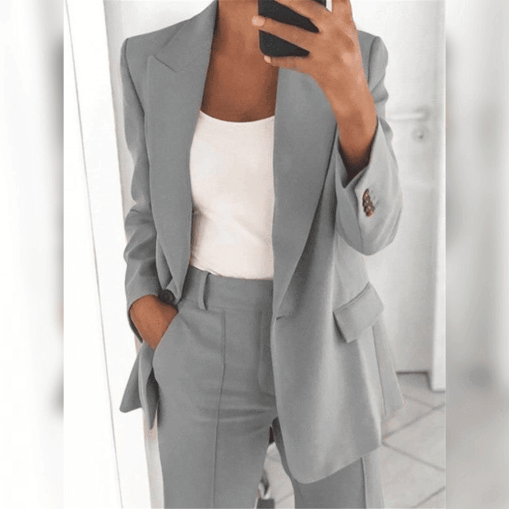 Kostym Set Dam Klassisk Design Bekväm Polyester Elastan-4