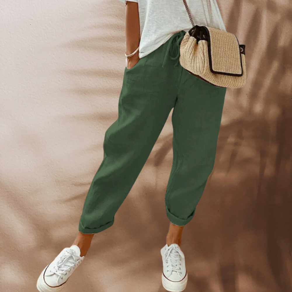 Variant image for Dam Linnebyxor Casual Elegant Hög Midja 100% Linne-19
