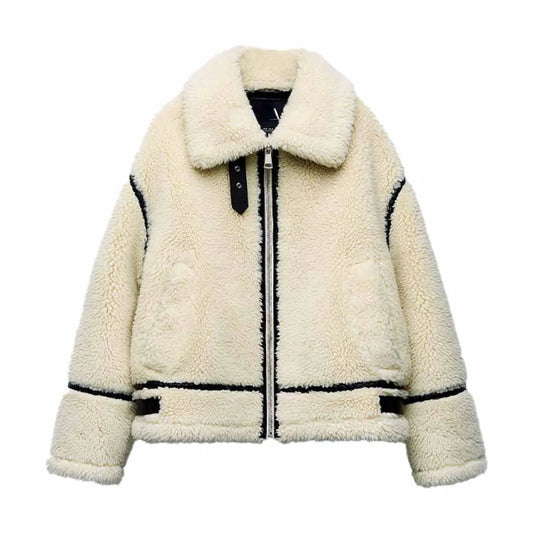 Damjacka Fluffy Vinterdesign Högkvalitativ Polyester-1
