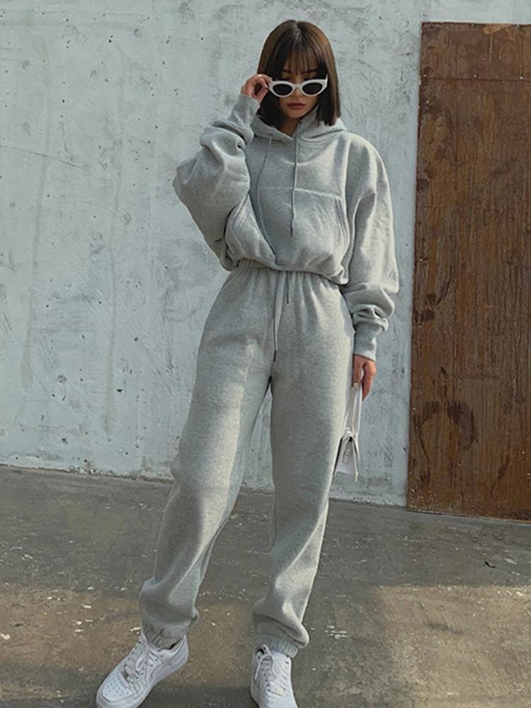 Variant image for Dam Hoodie Lounge Set Mjuk Bomull Avslappnad Passform-1