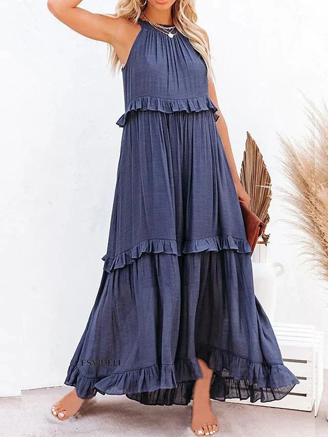 Variant image for Dam Strandklänning med Ruffles Lätt Material-25
