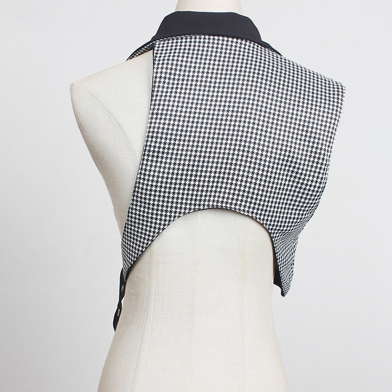 Dam Blazer Crop Top Enfärgad Bomull Polyester med Vikbar Krage-2