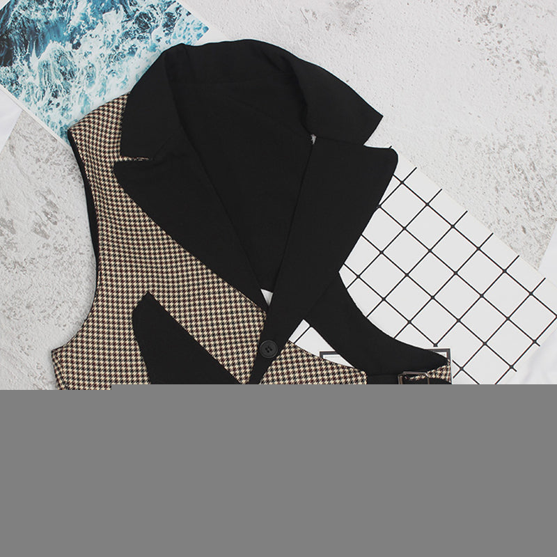 Dam Blazer Crop Top Enfärgad Bomull Polyester med Vikbar Krage-3