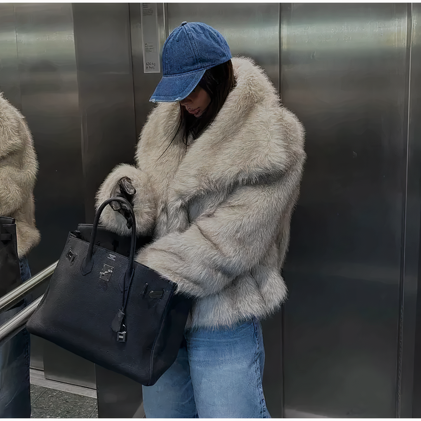 Dam Vinterjacka Fluffig Konstpälssilke Elegant 2