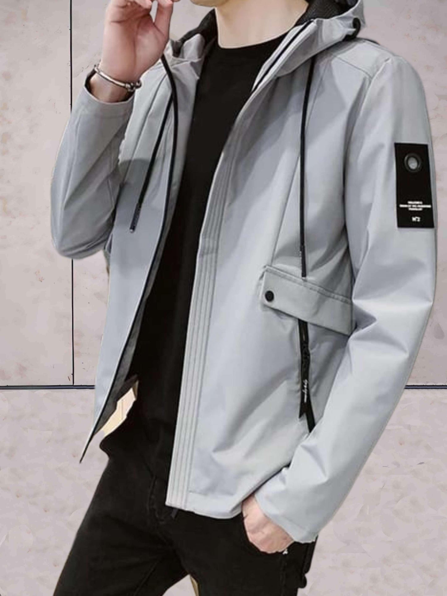 Herrjacka med Huva och Dragkedja i Mångsidig Design av Polyester-3