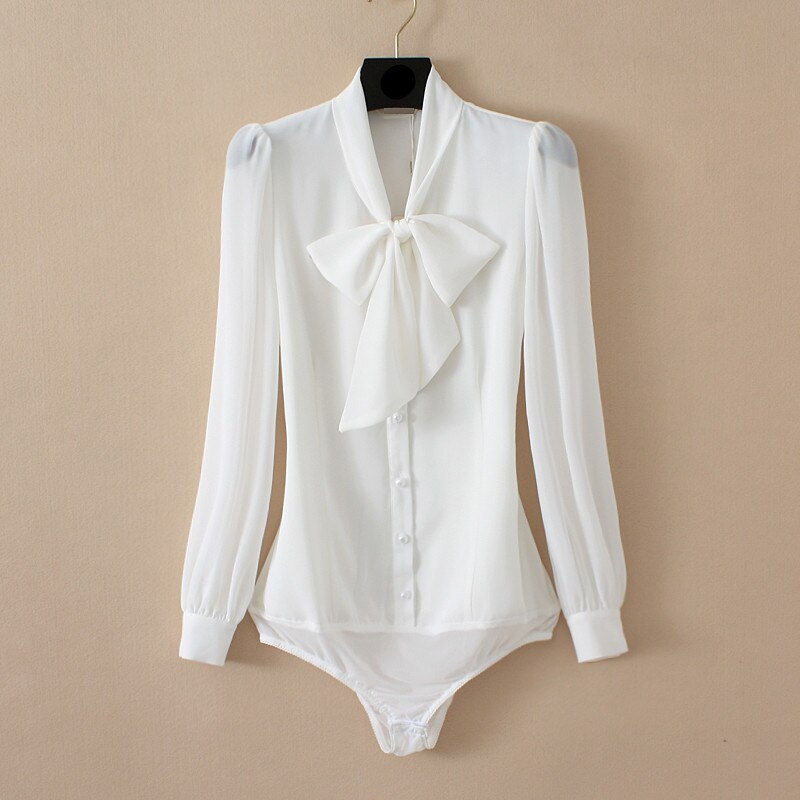 Dam Bodysuit Långärmad Chiffon Polyester Elegant Slipning-3