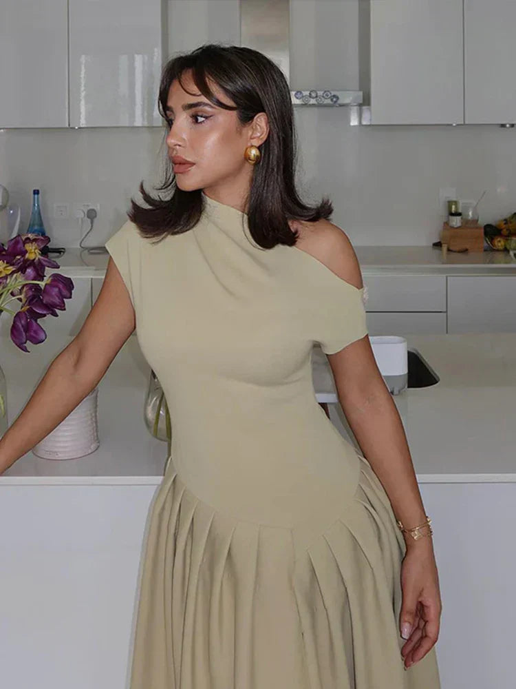 Kvinnors Klänning Elegant Polyester Rund Halsringning-1