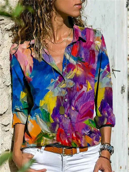Kvinnors Sommarblus Feminin Design 100% Bomull-1
