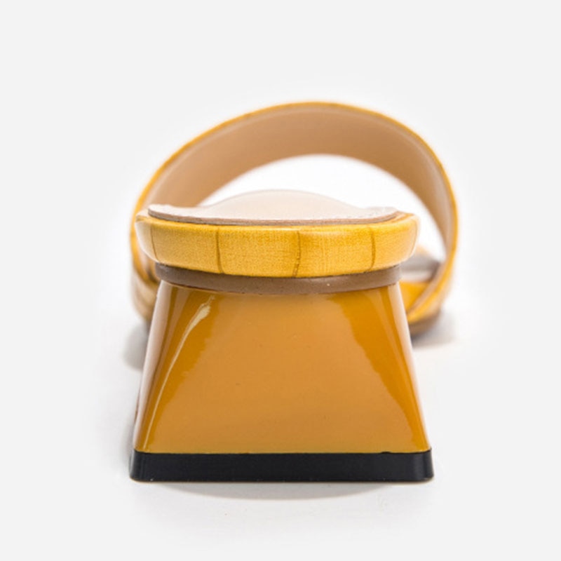 Dam Sandaler Fyrkantiga Detaljer PU-läder Medelhög Häl-6