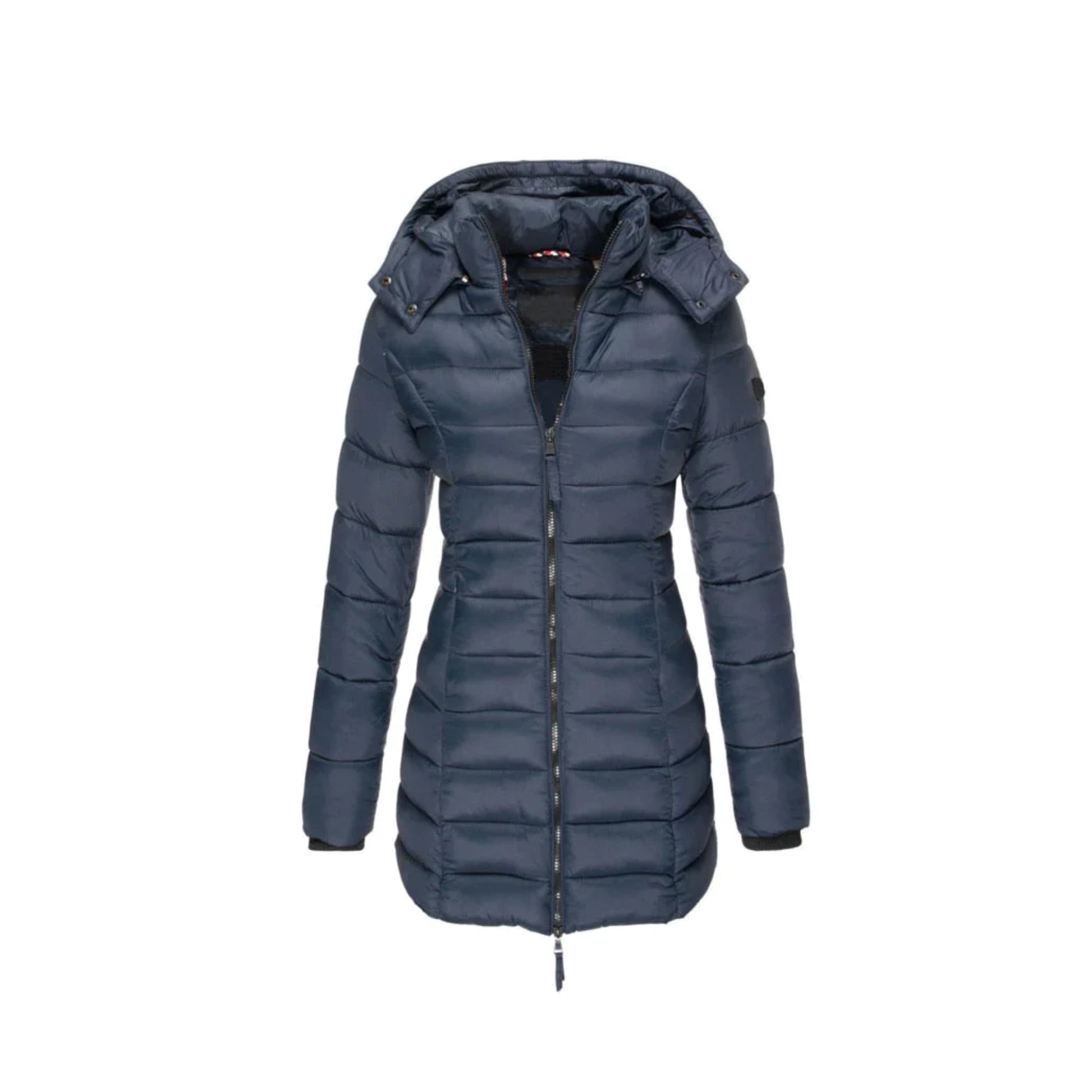 Lång Vinterrock Dam Elegant Polyester Med Avtagbar Krage-3