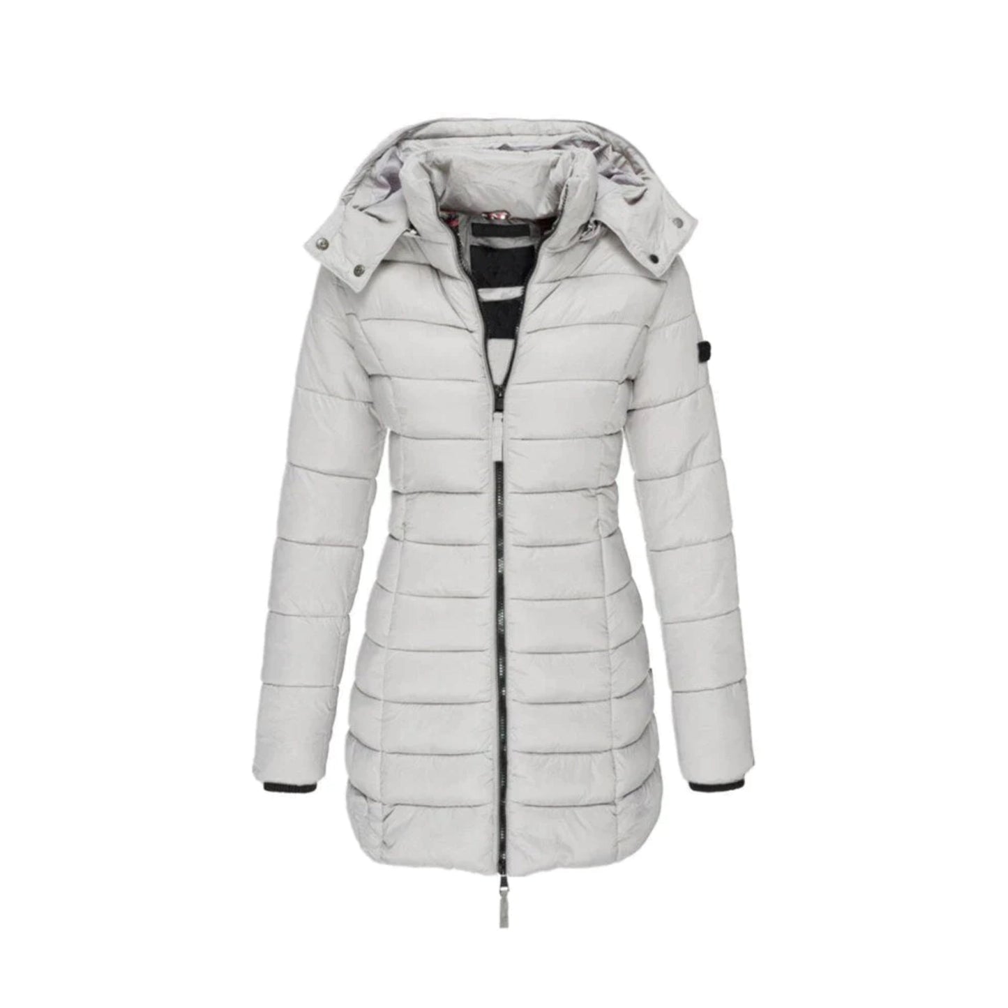 Lång Vinterrock Dam Elegant Polyester Med Avtagbar Krage-5