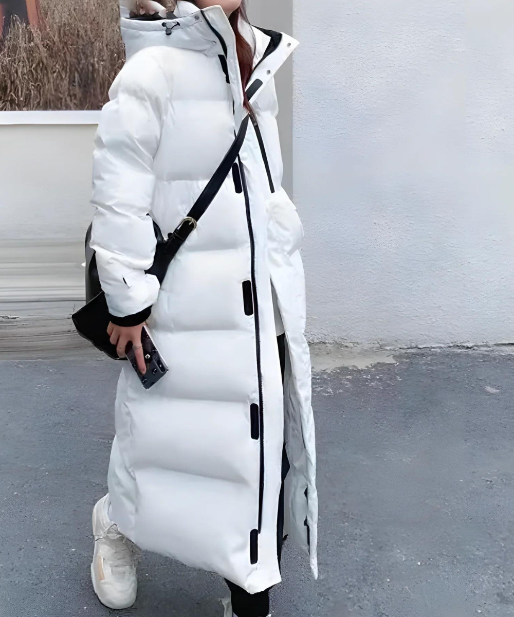 Lång Jacka Dam Vattentät Vindtät Med Isolering Fleecefodrad-3