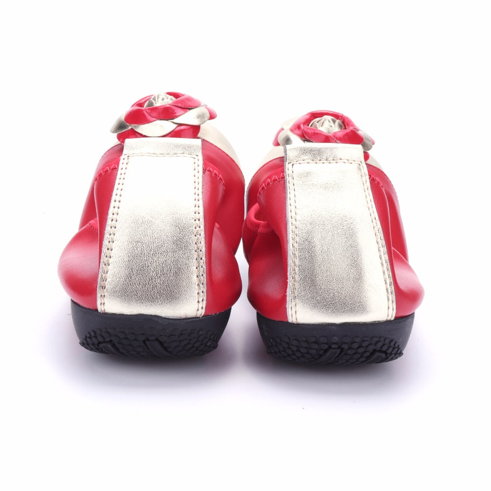 Dam Ballerina Skor Blommönster Äkta Läder Slip-On Komfort-5