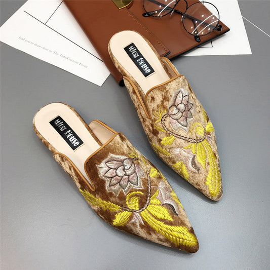 Kvinnor Mula Skor Blommönster PU Slip-On Komfort-1