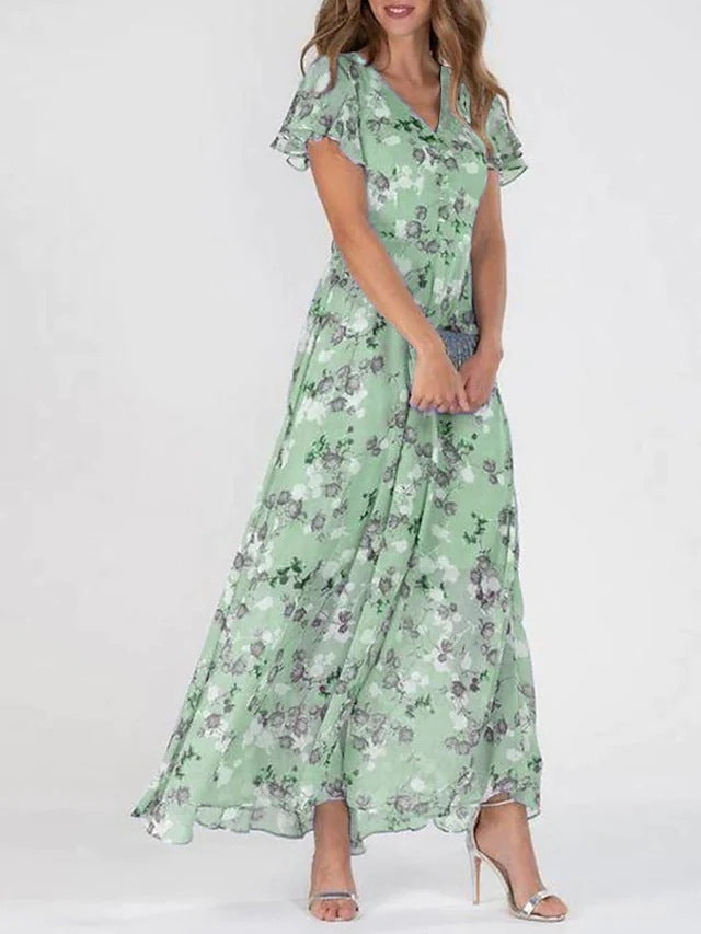 Variant image for Kvinnors Blommig Klänning Chiffong Elegant-7
